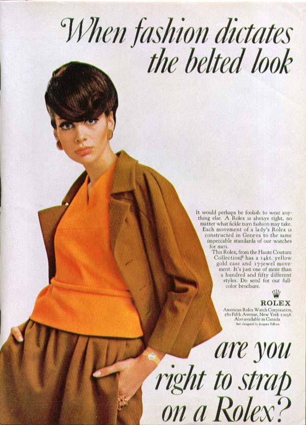 Image for Fashion dictates beltless strap on a Rolex ad 1967
