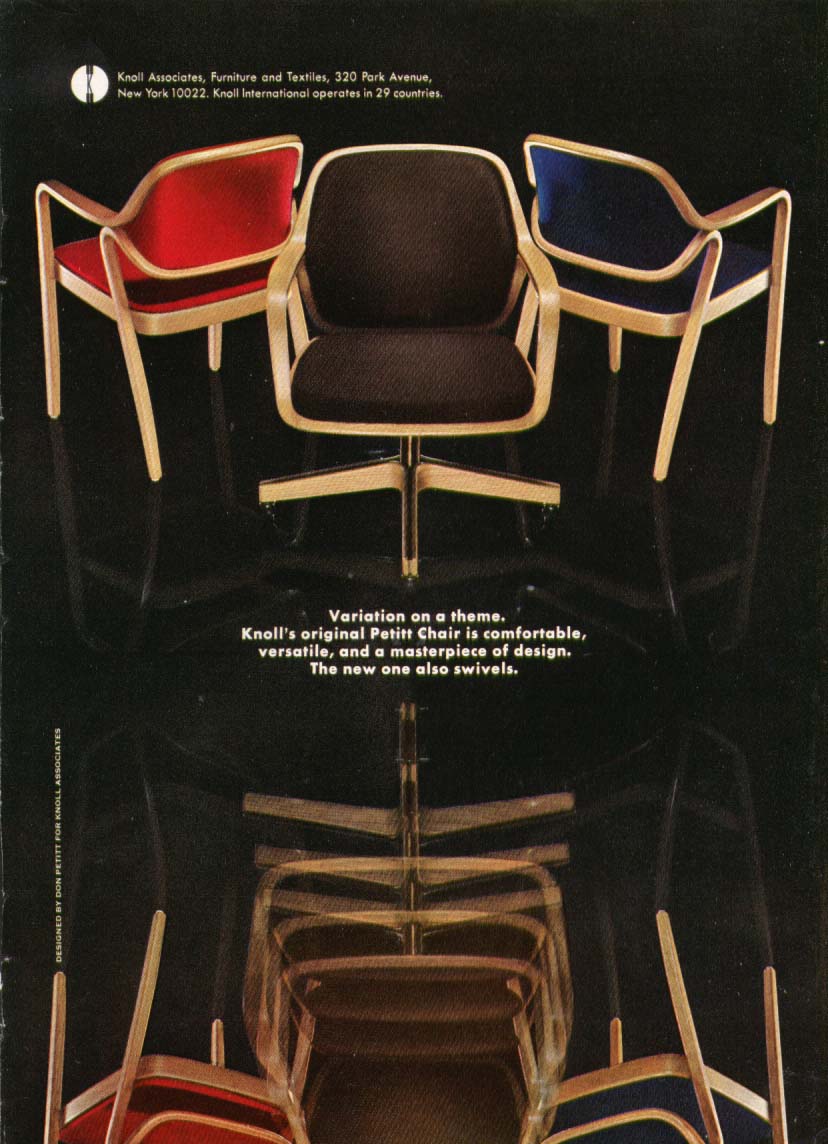 Image for Don Petitt Chair for Knoll Associates ad 1969