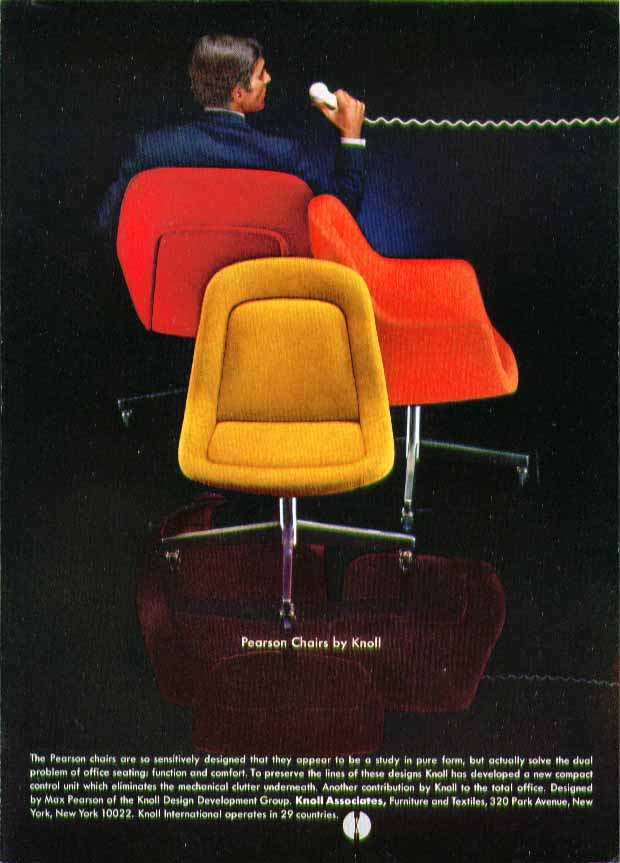 Image for Pearson Chairs by Knoll sensitively designed in pure form ad 1969