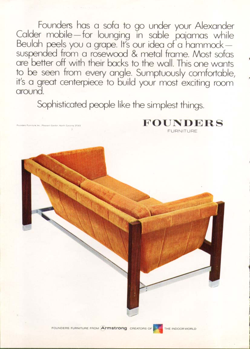 Image for Rosewood & metal sofa by Founders ad 1970