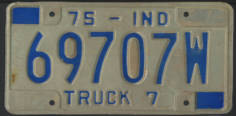 Image for 1975 Indiana truck 7 license plate 69707W