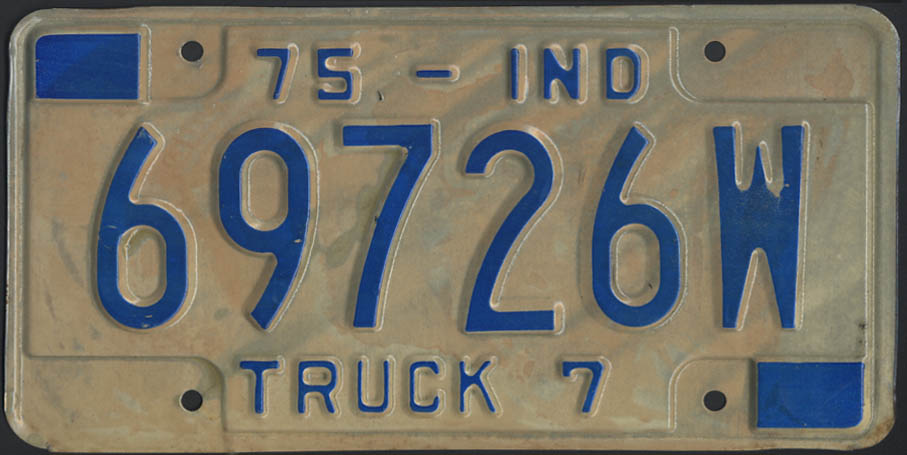 Image for 1975 Indiana truck 7 license plate 69726W