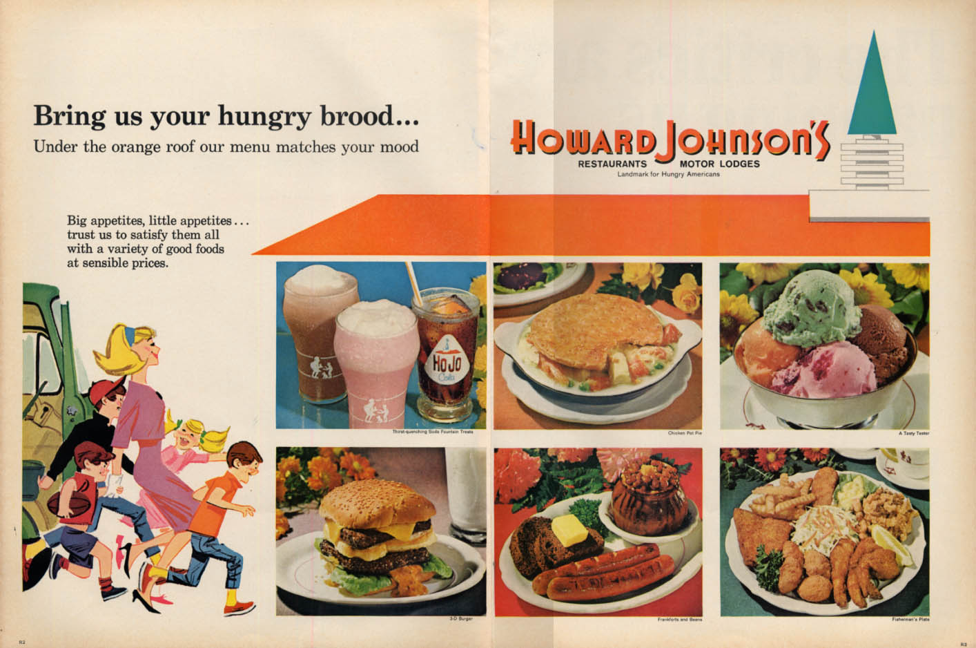 Image for Bring us your hungry brood Howard Johnson's Restaurants ad 1966 L