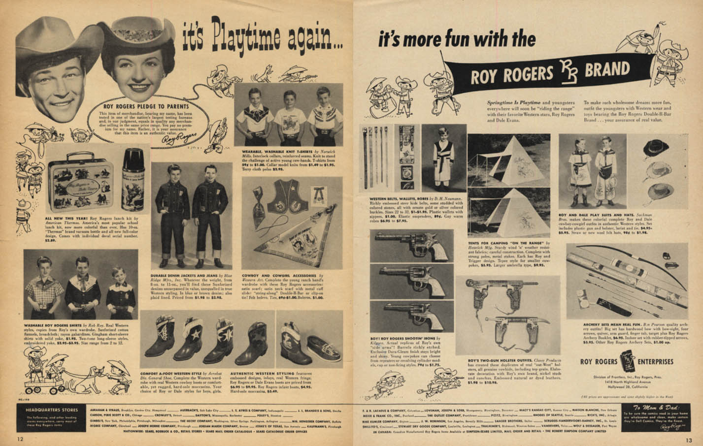 Image for Playtime is more fun again with Roy Rogers Brand toys ad 1955 L