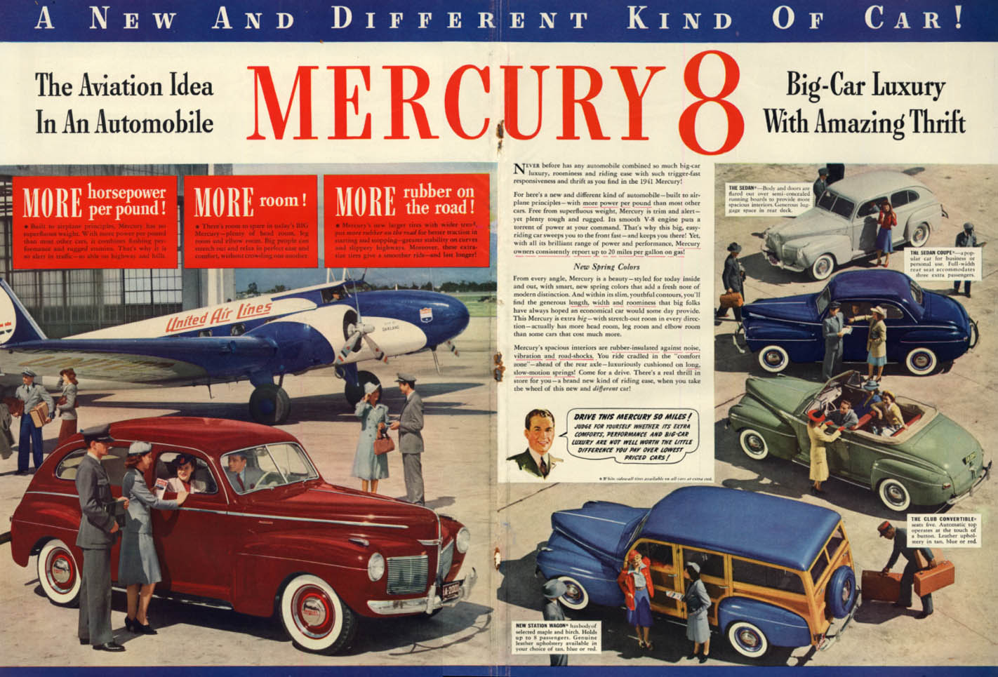 Image for The Aviation Idea in the Mercury ad 1941 United Air Lines Boeing 247 L