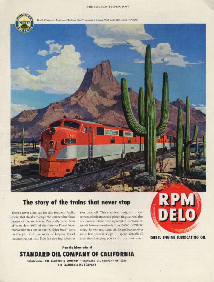 Image for Southern Pacific RR Golden State streamliner RPM Delo ad 1948 SEP