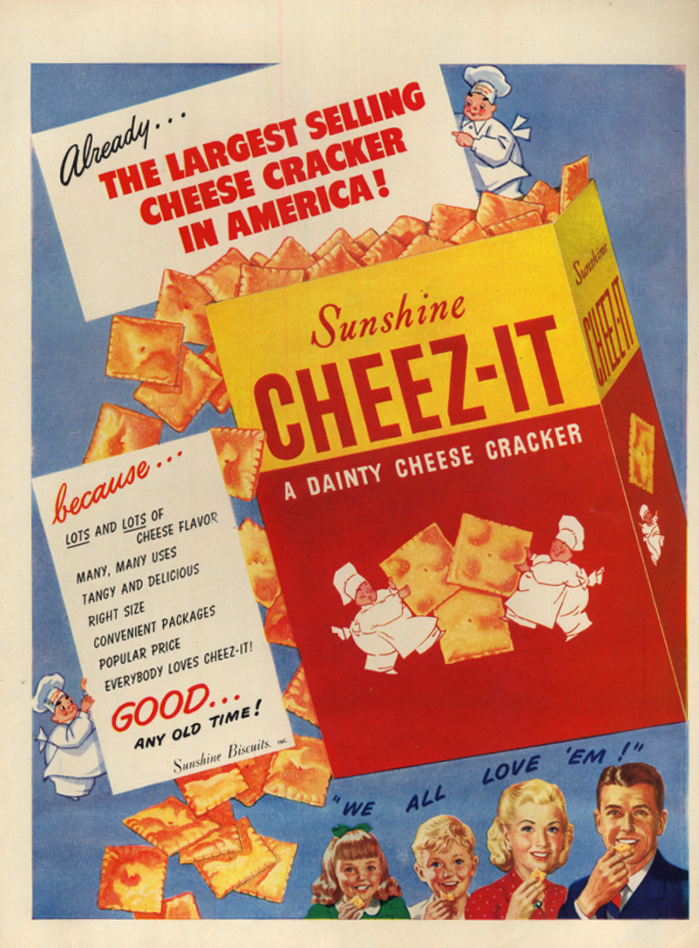 Image for Largest Selling Cheese Cracker in America: Cheez-It Crackers ad 1947 L