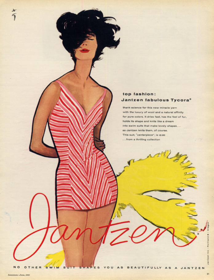 Image for Top fashion: Jantzen fabulous Tycora swimsuit ad 1958 17