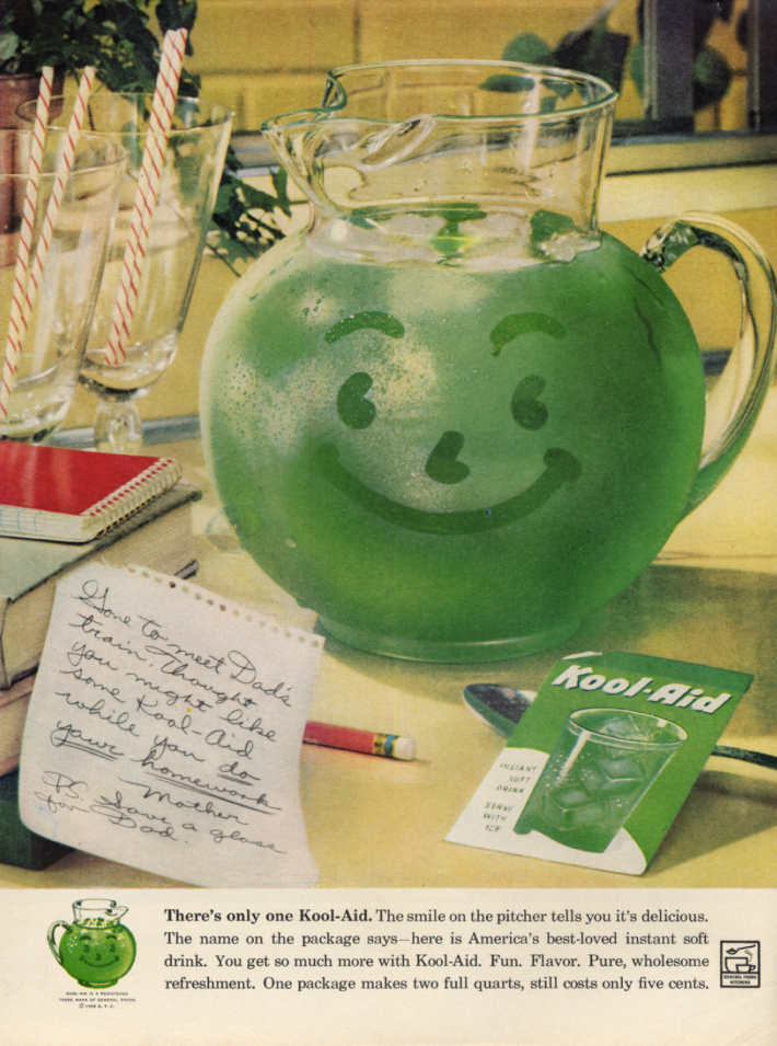 Image for Gone to meet Dad's train Thought you might loike some Kool-Aid ad 1959 1960 L