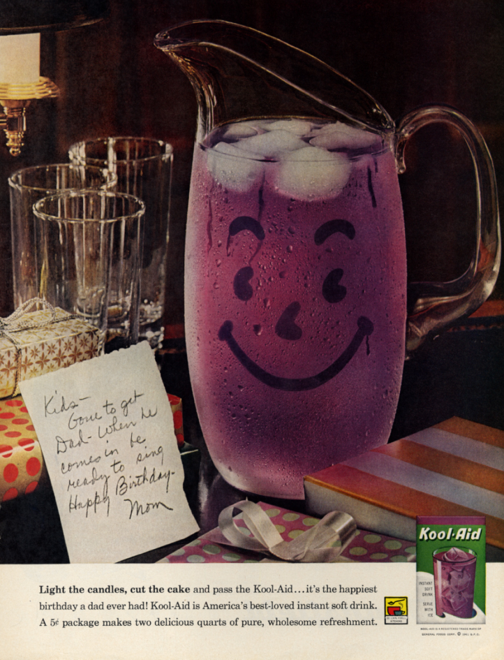 Image for Gone to get Dad Be ready to sing Happy Birthday Kool-Aid ad 1960 1961 1962