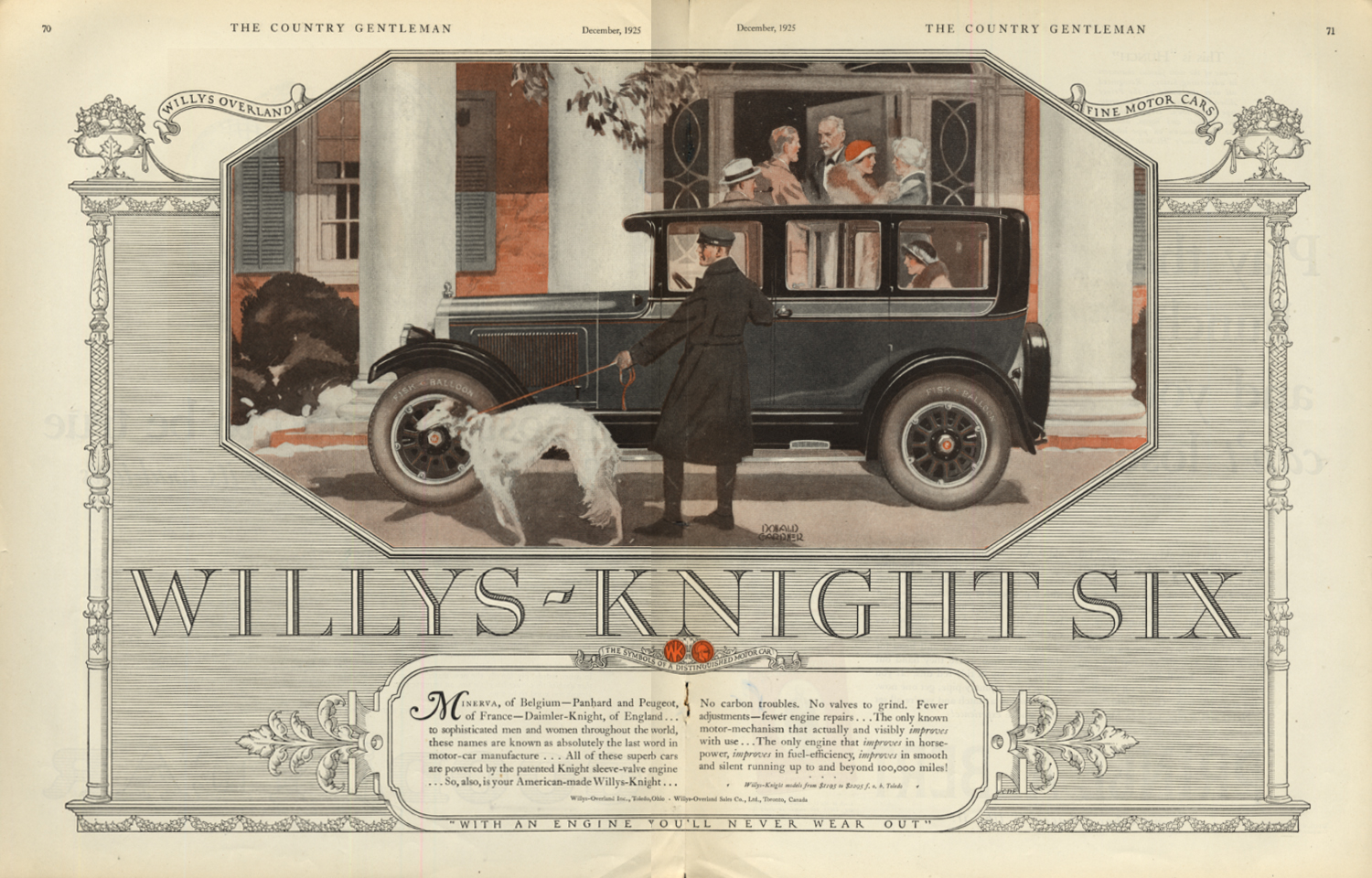 Image for Sophisticated men & women - Willys-Knight Sedan ad 1926 CG Russian wolfhound