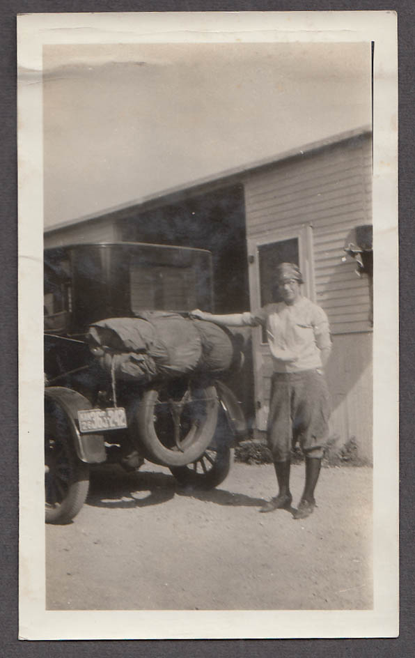 Image for Woman in knickers Model T Ford Kansas plate Camp Cottage Azusa CA 1926