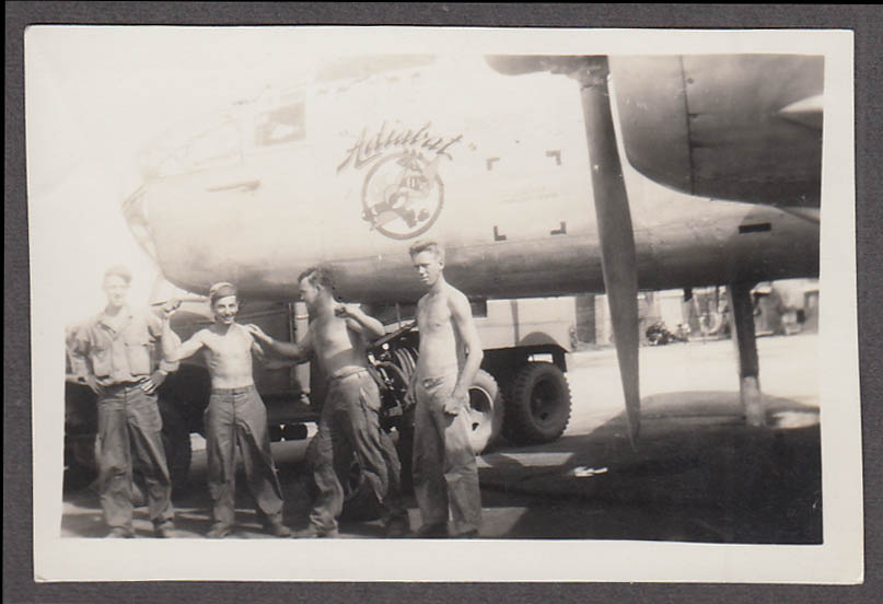 Image for USAAF North American B-25 Mitchell Adiabat nose art & crew photo 1940s