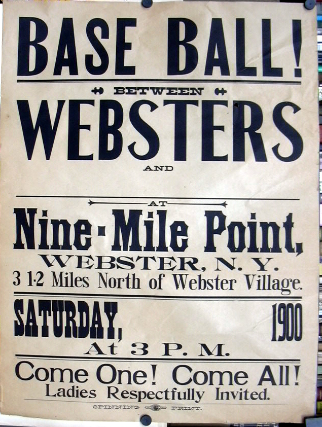 Image for Baseball Websters Nine Mile Point Webster NY 1900 poster Ladies Invited