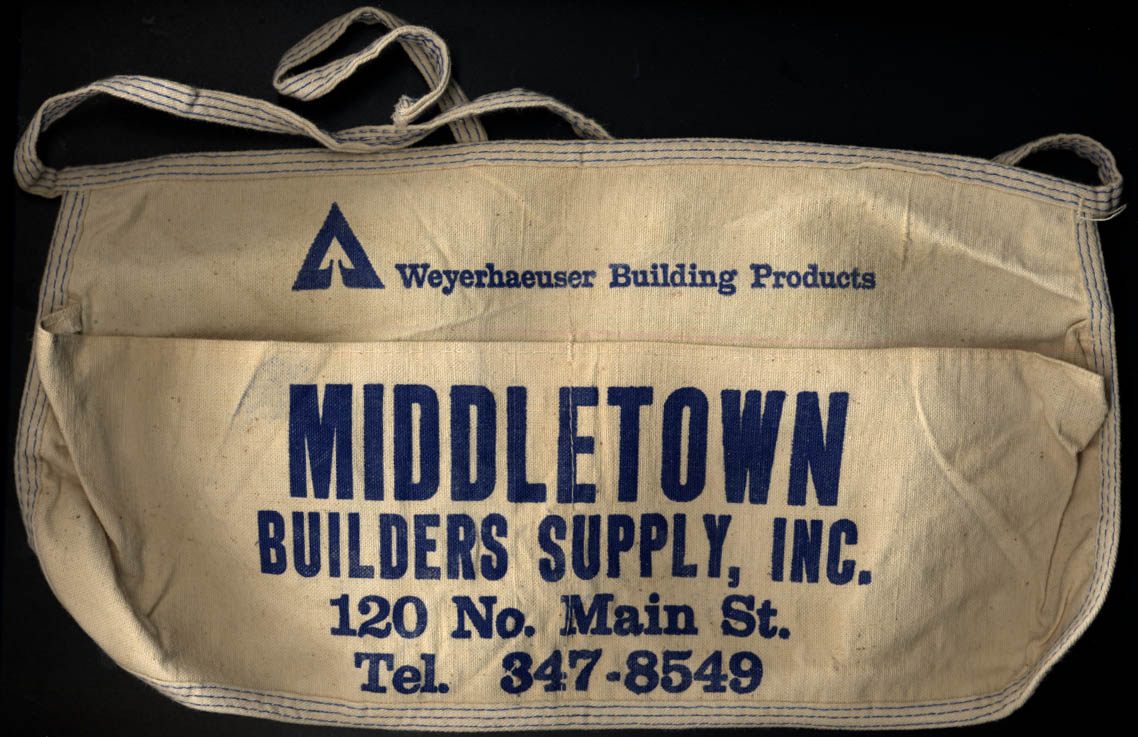 Image for Middletown CT Builders Supply carpenter's cloth apron ca 1960s Weyerhaeuser