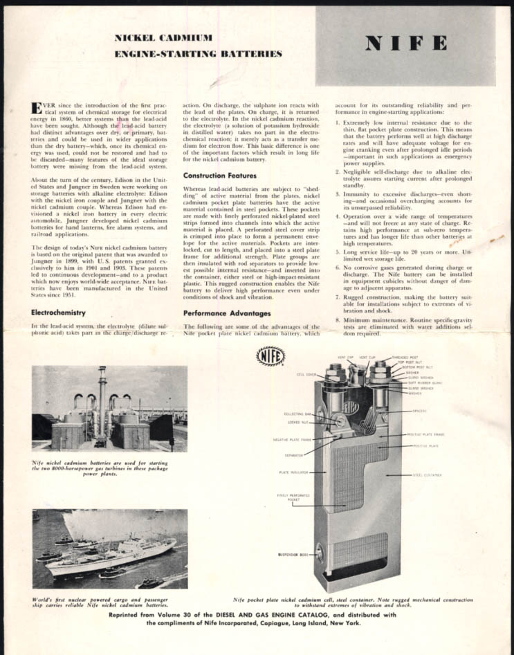 Image for NIFE Nickel Cadmium Engine-Starting Batteries article 1959