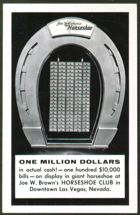 Image for $10,000 bills Horseshoe Club Las Vegas postcard 1950s