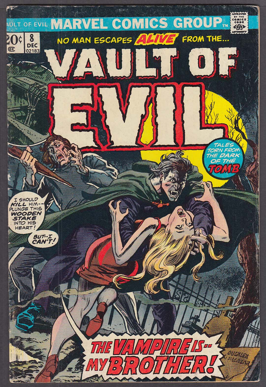 Image for VAULT OF EVIL #8 Marvel comic book 12/1973