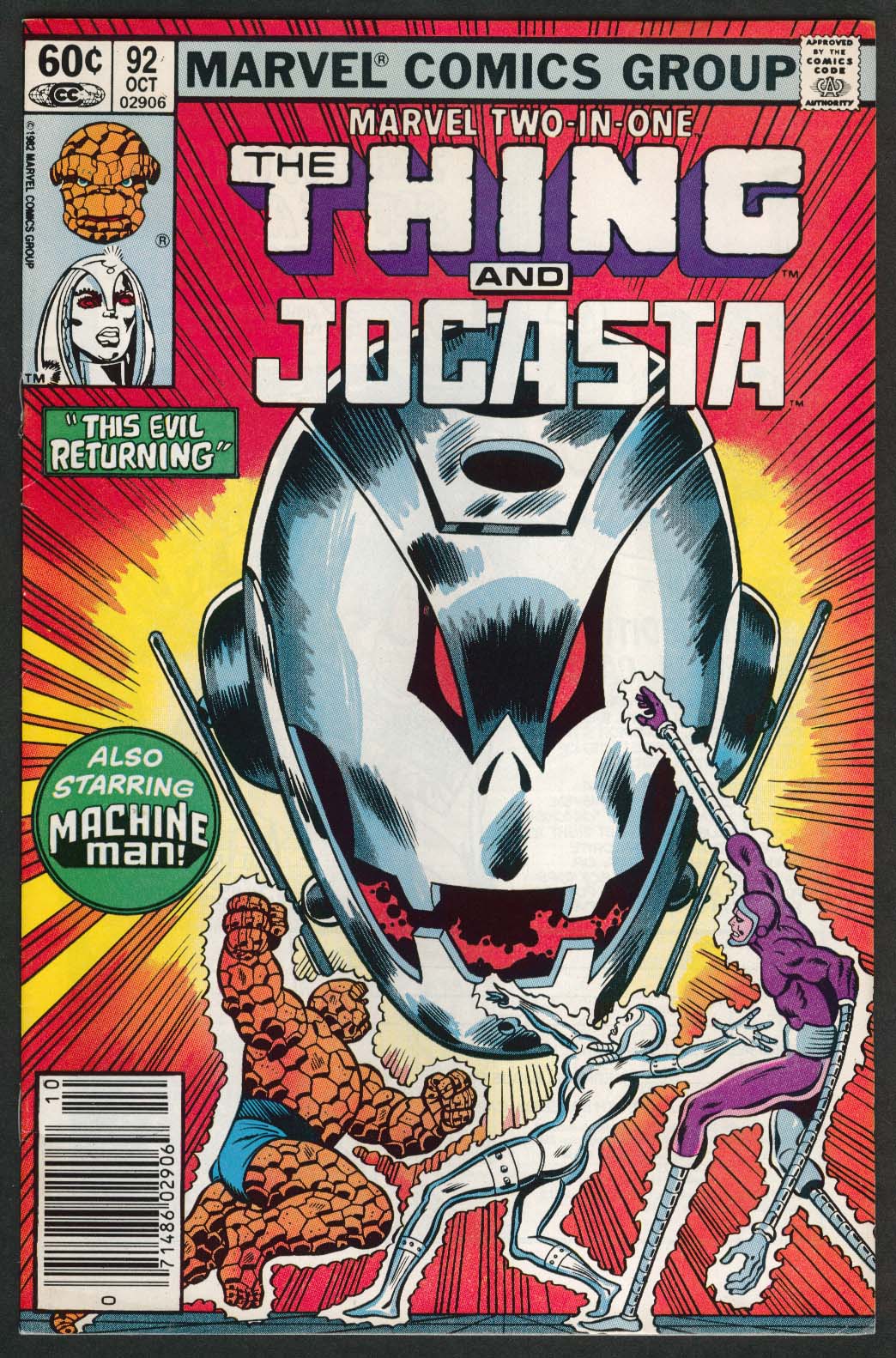 Image for MARVEL TWO-IN-ONE #92 The Thing & Jocasta comic book 10 1982