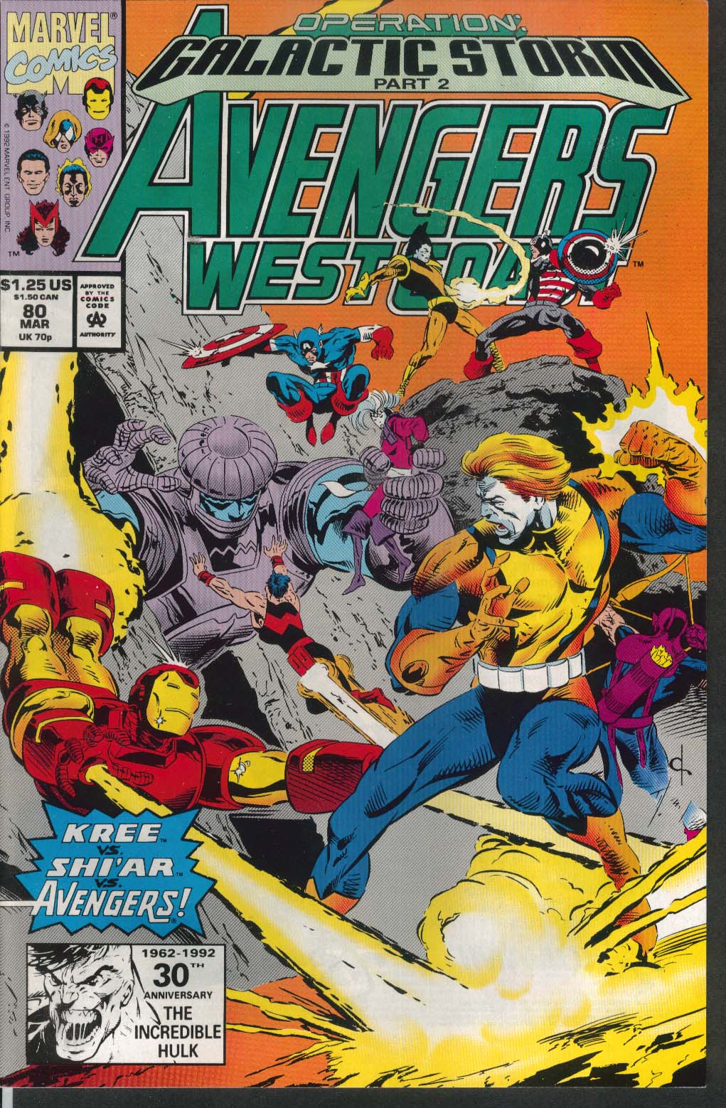 Image for AVENGERS WEST COAST #80 Marvel comic book 3 1992 Operation Glactic Storm Part 2