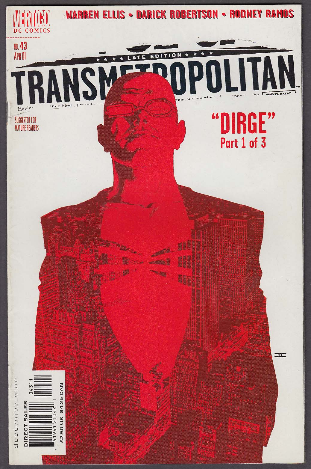 Image for TRANSMETROPOLITAN #43 Vertigo comic book 4 2001
