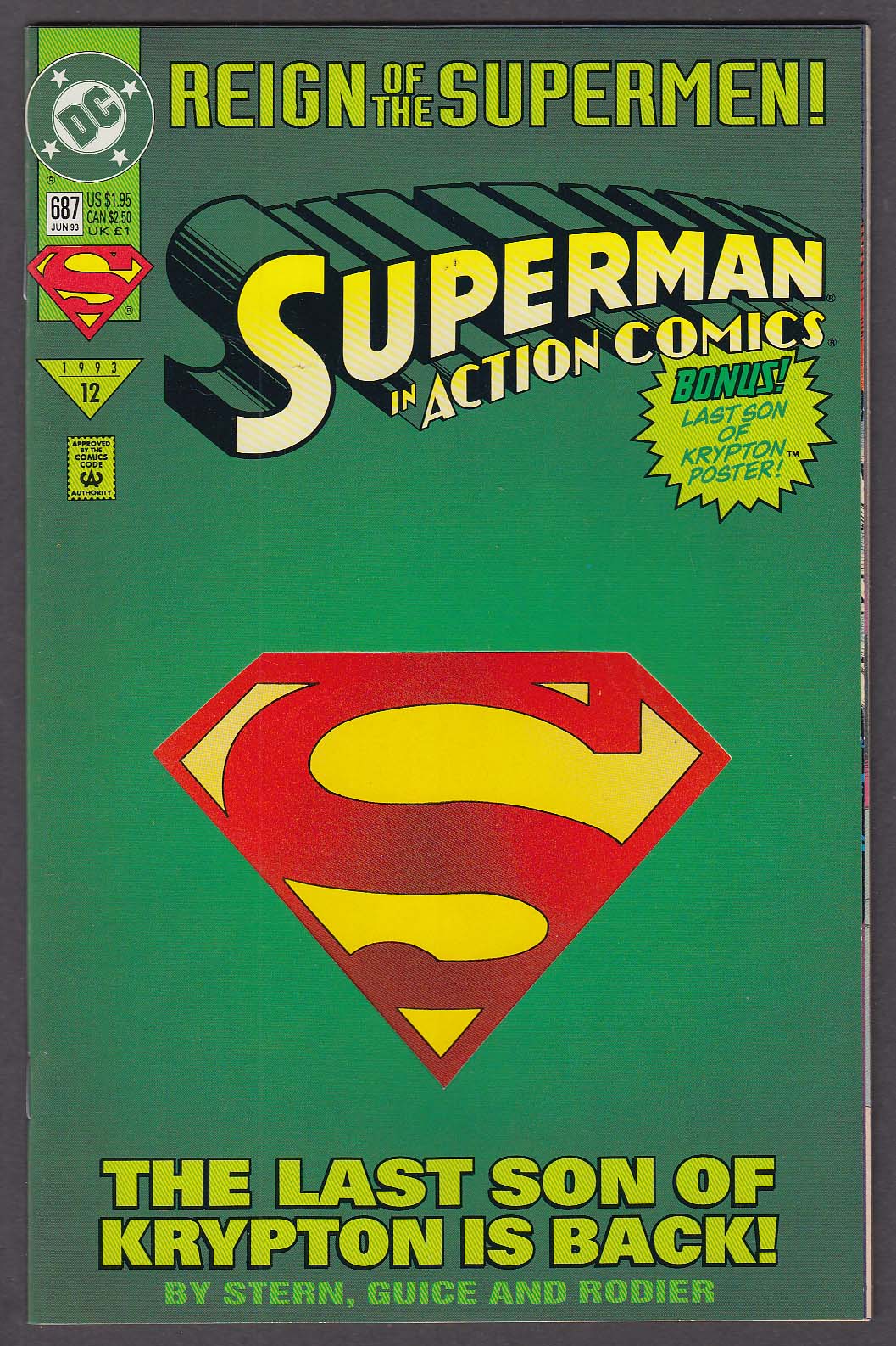 Image for ACTION COMICS #687 DC comic book 6 1993 Superman Reign of the Supermen #12