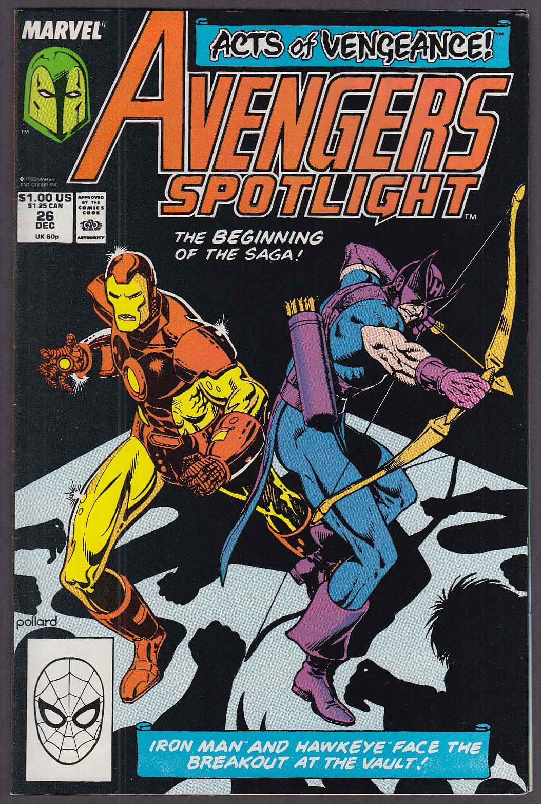 Image for AVENGERS SPOTLIGHT #26 Marvel comic book 12 1989 Iron Man Hawkeye