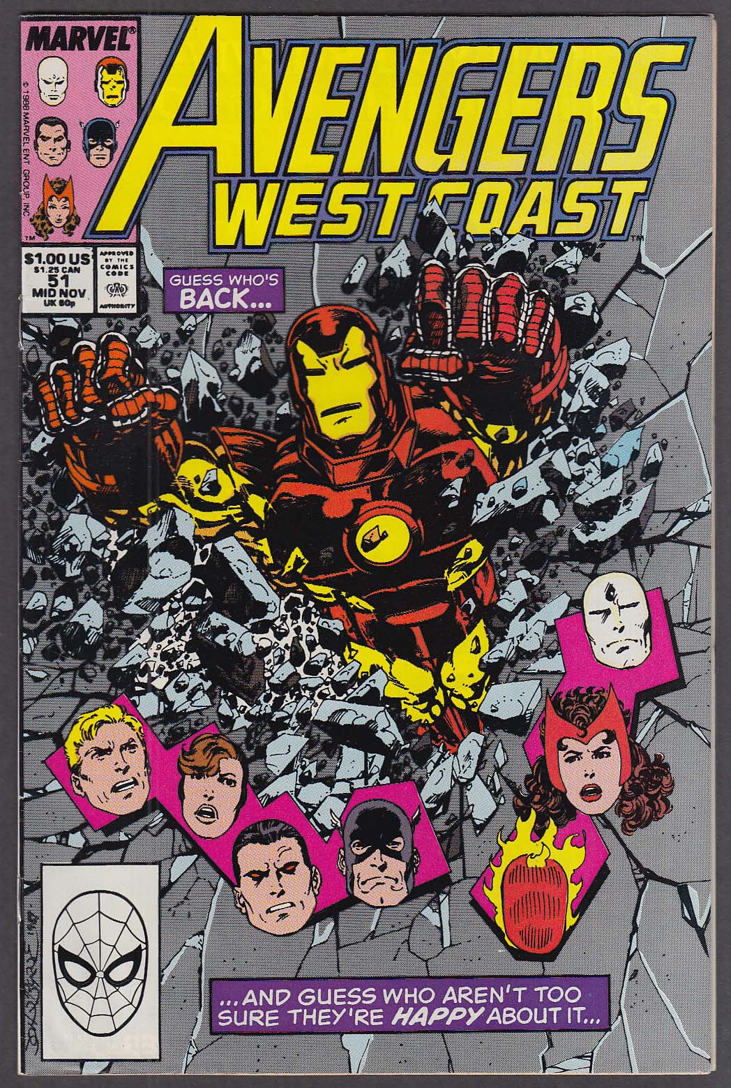 Image for AVENGERS WEST COAST #51 Marvel comic book 11 1989