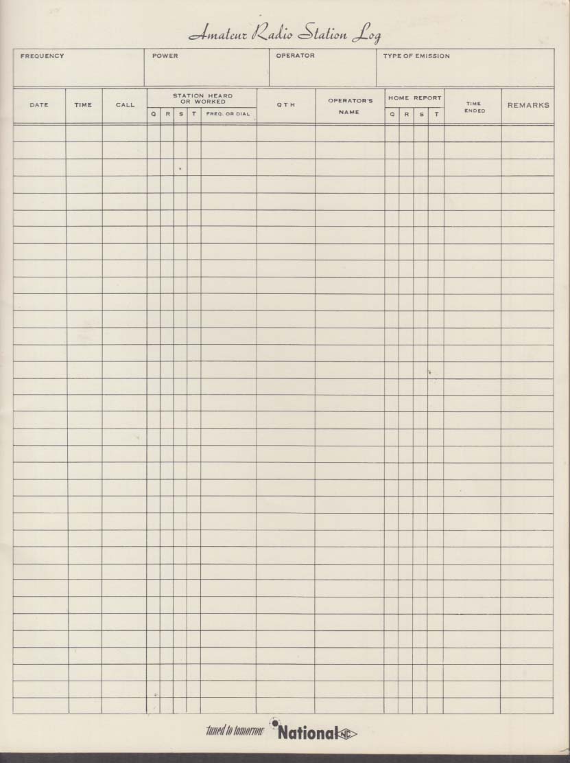 National Shortwave Receivers Amateur Radio Log Book 1950s