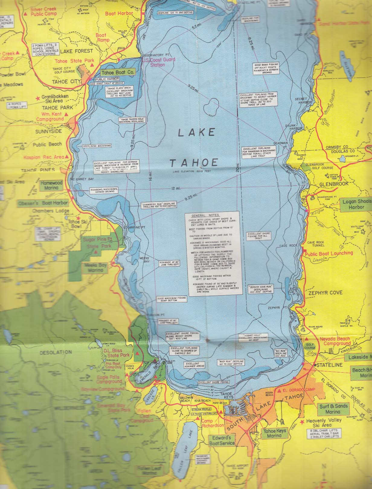 Detailed map of lake tahoe