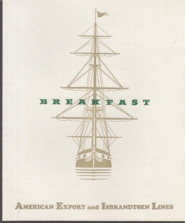 Image for American Export & Isbrandtsen Lines S S Independence Breakfast Menu 5/29 1964