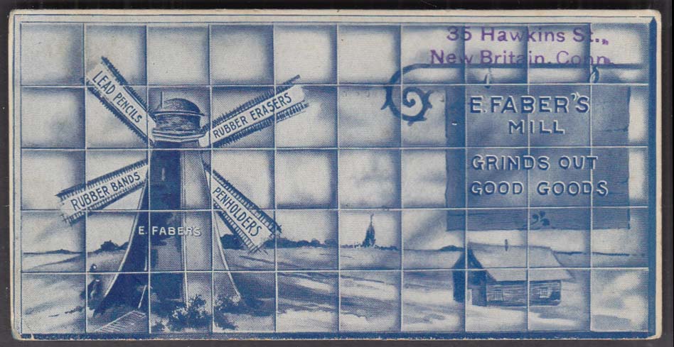 Image for E Faber Pencils Erasers Penholders Rubber Bands advertising blotter ca 1920s