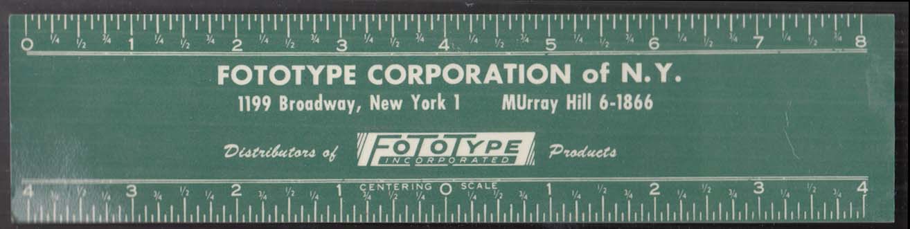 Image for Fotoype Corporation New York City ruler type rule picas inches metric 1950s
