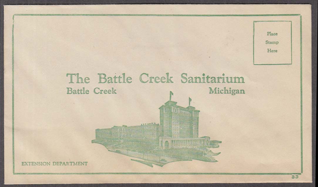 Image for Battle Creek Sanitarium Extension Departent cachet envelope MI ca 1910