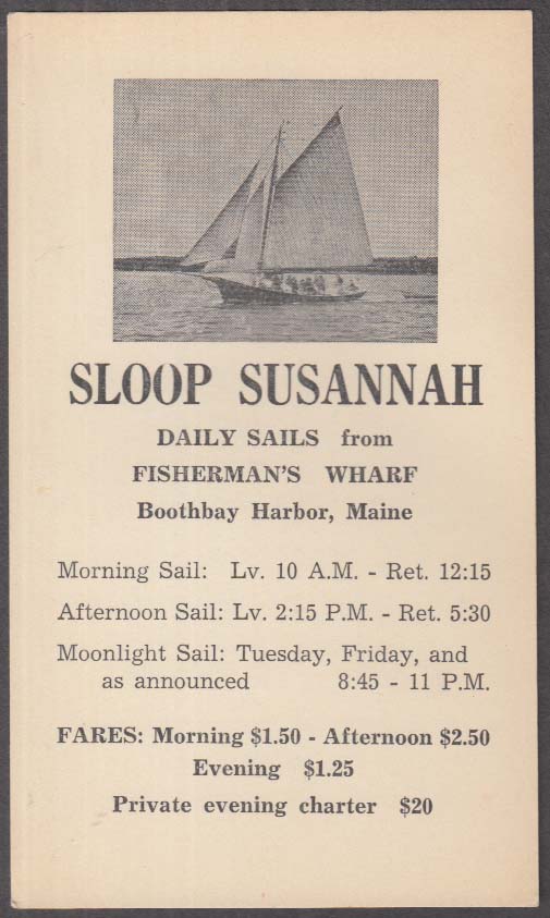 Image for Sloop Susannah card Fisherman's Wharf Boothbay Harbor ME ca 1950s
