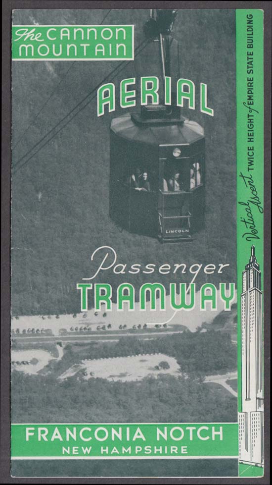 Image for Cannon Mountain Aerial Passenger Tramway folder Franconia Notch NH ca 1940s