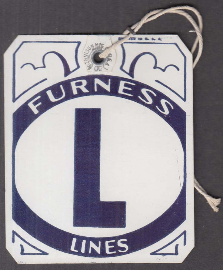 Image for Furness Steamship Lines "L" Baggage tag 1957