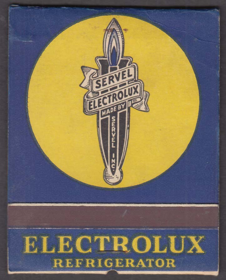 Image for Servel Electrolux Refrigerator Hartford Gas CT display matchbook 1940s