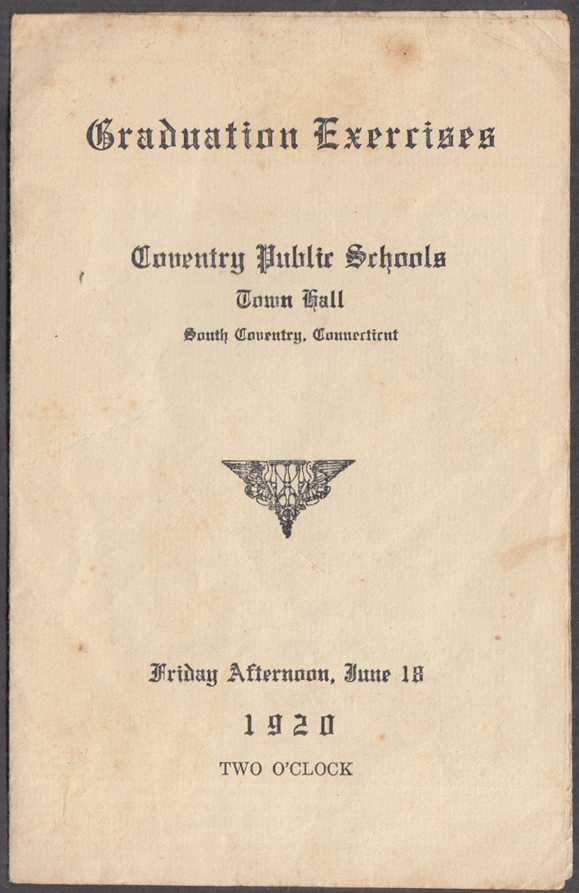 Image for Coventry Public School Graduation Exercises program 1920