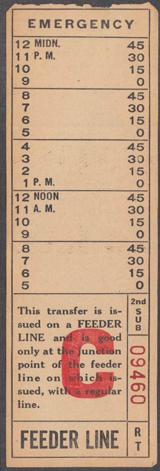Image for Charleston Transit Company WV bus transfer Feeder Line C undated