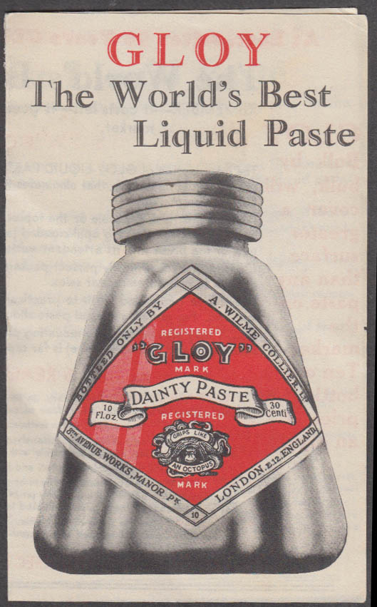 Image for Gloy The World's Best Liquid Paste sales folder ca 1920s
