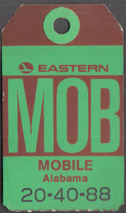 Image for Eastern Air Lines flown baggage tag MOB Mobile AL 1960s