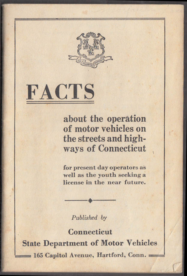 Image for Connecticut Facts About Motor Vehicle Operation License Prep booklet 1936