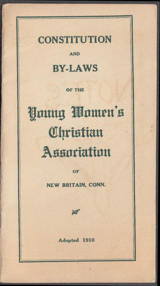 Image for YWCA Young Women's Christian Association By-Laws New Britain CT 1910