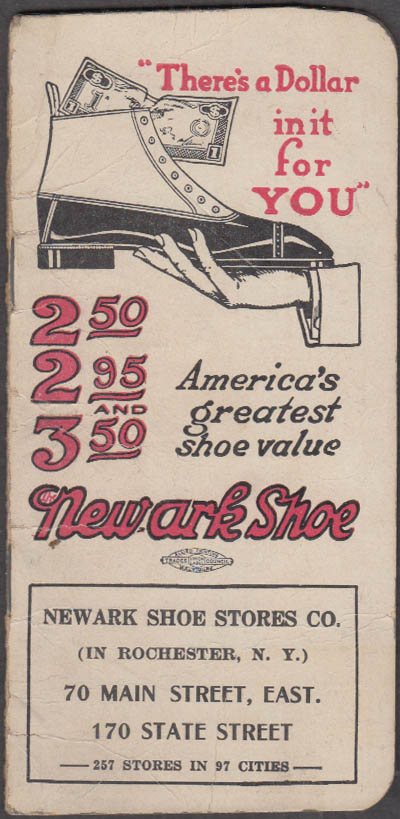 Image for Newark Shoe Store Rochester NY pocket memorandum book 1917
