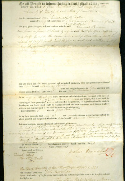 Image for 1820 deed John Burnham-Samuel Brewer CT