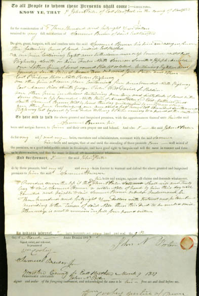 Image for 1837 deed John N Porter-Samuel Brewer CT
