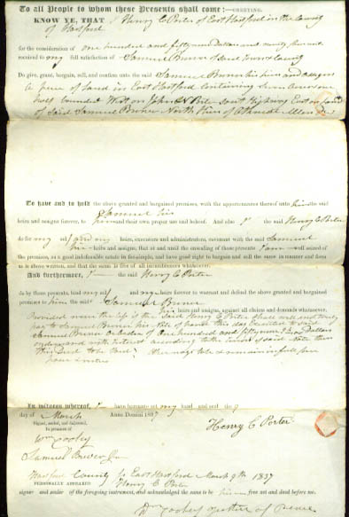 Image for 1837 deed Henry C Porter-Samuel Brewer CT