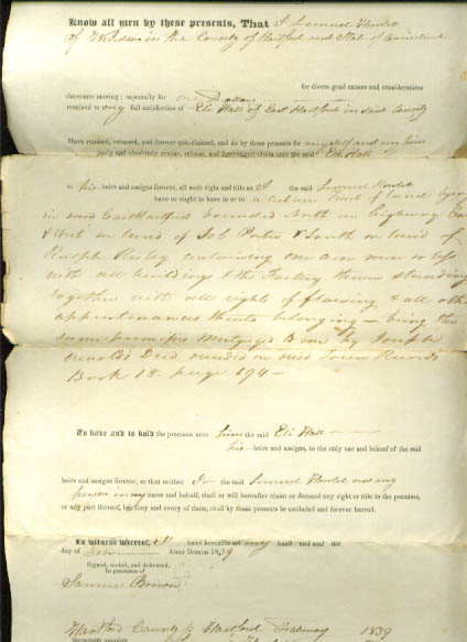 Image for 1839 deed Lemuel Howlet-Eli Hall CT
