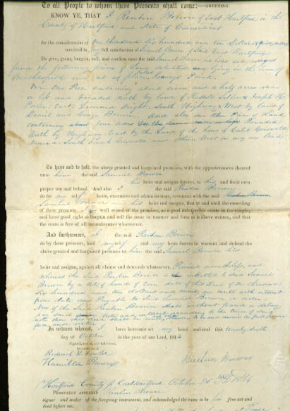 Image for 1844 deed Reuben Brewer-Samuel Brewer CT